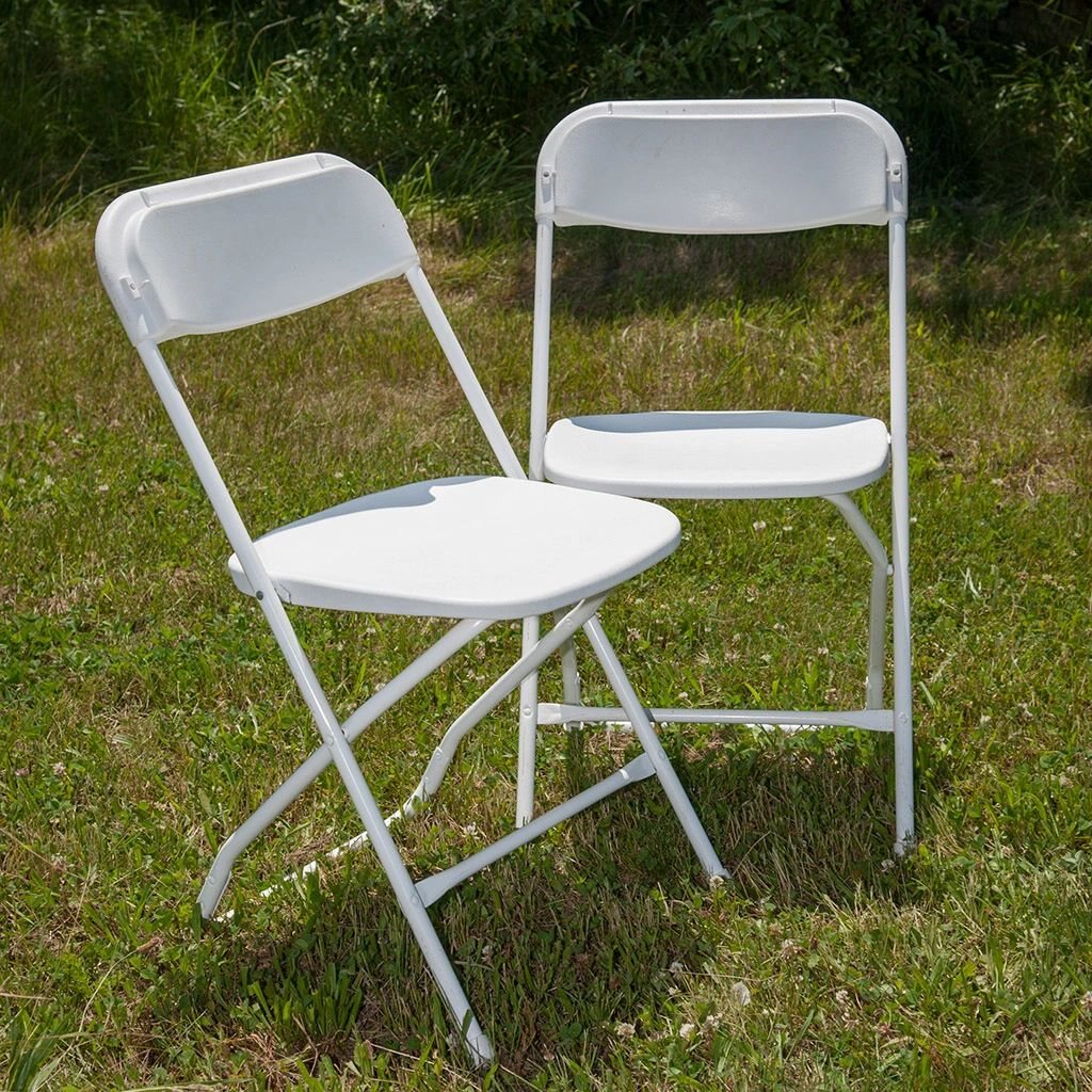 White folding event chairs