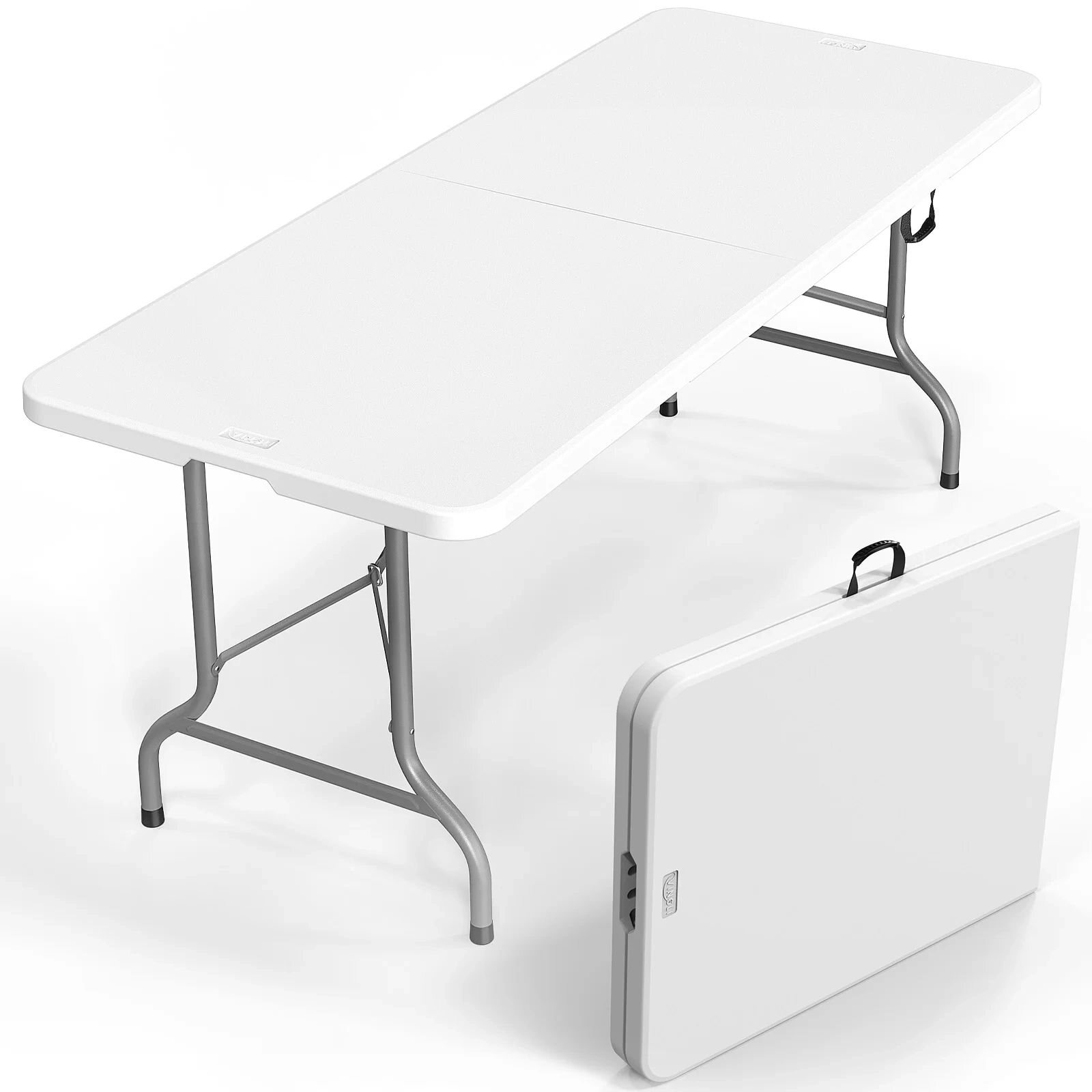 White six-foot folding table